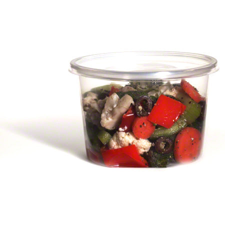 16oz PLASTIC DELI CONTAINER W/LID COMBO- CLEAR- ROUND - PACTIV- MICROWAVABLE - 240CT #180-PAC