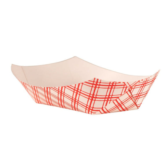 ( PACKS) 1LB PAPER - FOOD TRAYS - RED& WHITE #100 PLAS 250 PCS PER PACK (4X250PCS PER CASE) 1000CT #261