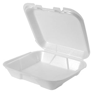 9'' x 9'' x 1 COMP FOAM LUNCH BOX WHITE HINGED - 2 LOCK -TERMOPAC -2X100PCS - 200CT (#517)