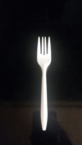 MEDIUM WEIGHT  PP PLASTIC FORK -  WHITE -  UNWRAPPED - WOODYS  (10X100PCS) 1000CT #001