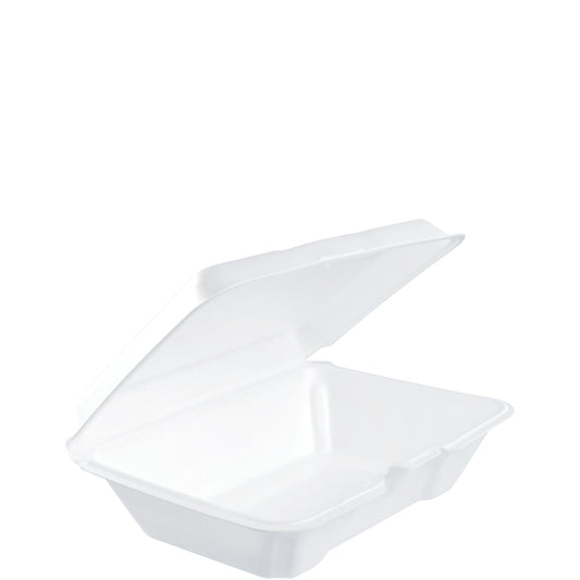 9"X 9" 3-COMPARTMENT WHITE FOAM LUNCH BOX-HINGED DART-205HT1