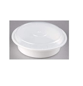 7"PLASTIC ROUND 24OZ- MED BLACK BASE MICROWAVABLE PLASTIC CONTAINERS WITH CLEAR LID COMBO PROPLAST (1 X 150pcs) - 150CT #242