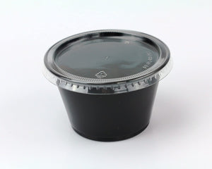 4oz PLASTIC SAUCE / SOUFFLE CUPS BLACK - WOODYS- (25X100PCS) - 2500CT- #039