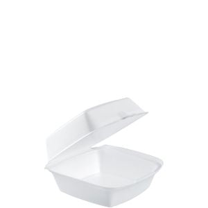 6"x6"X3" 1-COMP  FOAM SANDWICH LUNCH BOX - CONTAINER - WHITE HINGED -DART -60HT1 -4X 125PCS -500CT   #496
