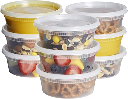 8oz PLASTIC DELI CONTAINER w/ LID COMBO-CLEAR - ROUND - MICROWAVABLE - PACTIVE- 10X24PCS -240CT #701