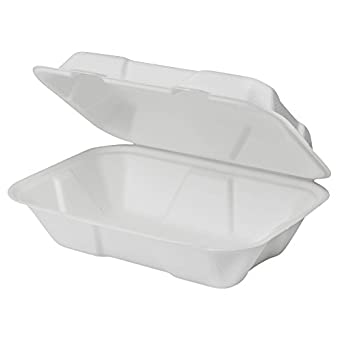 9" X 6" 1-COMPARTMENT WHITE FOAM LUNCH BOX-HINGED-TERMOPAC