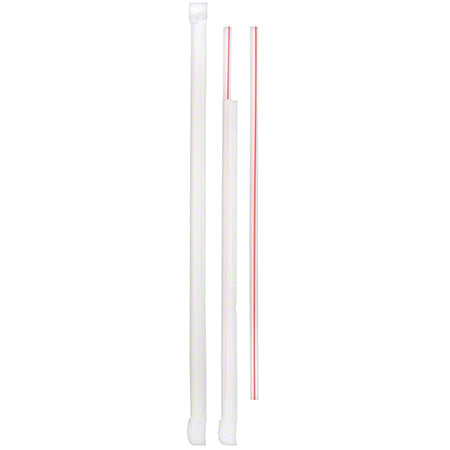 10.25" PLASTIC DRINKING JUMBO STRAWS-WHITE/RED-WRAPPED-PR0-BRAND