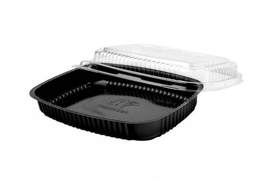 9 1/7 X 7" PLASTIC CONTAINERS-COMBO-CLEAR LID-BLACK BOTTOM