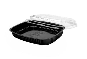9 1/7 X 7" PLASTIC CONTAINERS - COMBO - CLEAR LID - BLACK BOTTOM - 1X200PCS- 200CT- TERMOPAC - CP751 (#711)