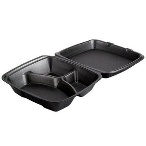 8" x 8" x 3 COMP FOAM LUNCH BOX BLACK- HINGED - REGULAR -DARNELL -2X100PCS- 200CT  (#508)