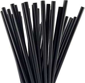 7 2/3" (195MM) PLASTIC DRINKING STRAW BLACK- WRAPPED - WOODYS -(10X150PCS)- 1500CT #012