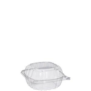 6X6X3" PLASTIC HINGED CONTAINER CLEAR - "CLAMSHELL'' DART - C57PST1 - (4 X 125pcs)  500CT (#159)