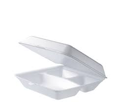 7" X 7" 3-COMPARTMENT FOAM LUNCH BOX-1 LOCK-HINGED-TERMOPAC