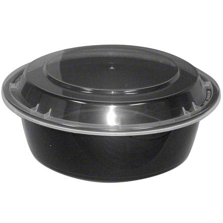 7" ROUND 24OZ BLACK BASE CONTAINER WITH CLEAR LIDS COMBO-PRO-BRAND