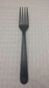 HEAVY WEIGHT PP PLASTIC FORKS - BLACK -UNWRAPPED -WOODYS - (10X100PCS) - 1000CT #016