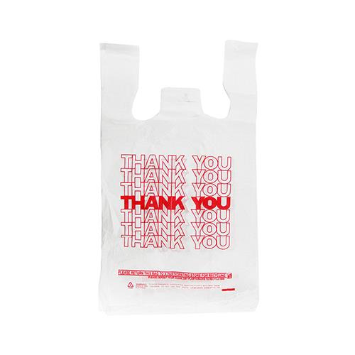 11.5 X 6.5 X 22 PLASTIC T-SHIRT BAG-THANK YOU 14MIC/0.491 MIL