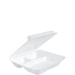 8" X 8" X 3 ( APPROXIMATELY) COMPARTMENT FOAM BOX SHALLOW WHITE  HINGED DART  80HT3R  - (2X100) 200CT #224