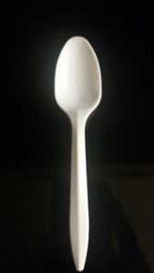 MEDIUM WEIGHT  PP PLASTIC  TEASPOON -  WHITE UNWRAPPED WOODYS (10X100PCS)  1000CT #003