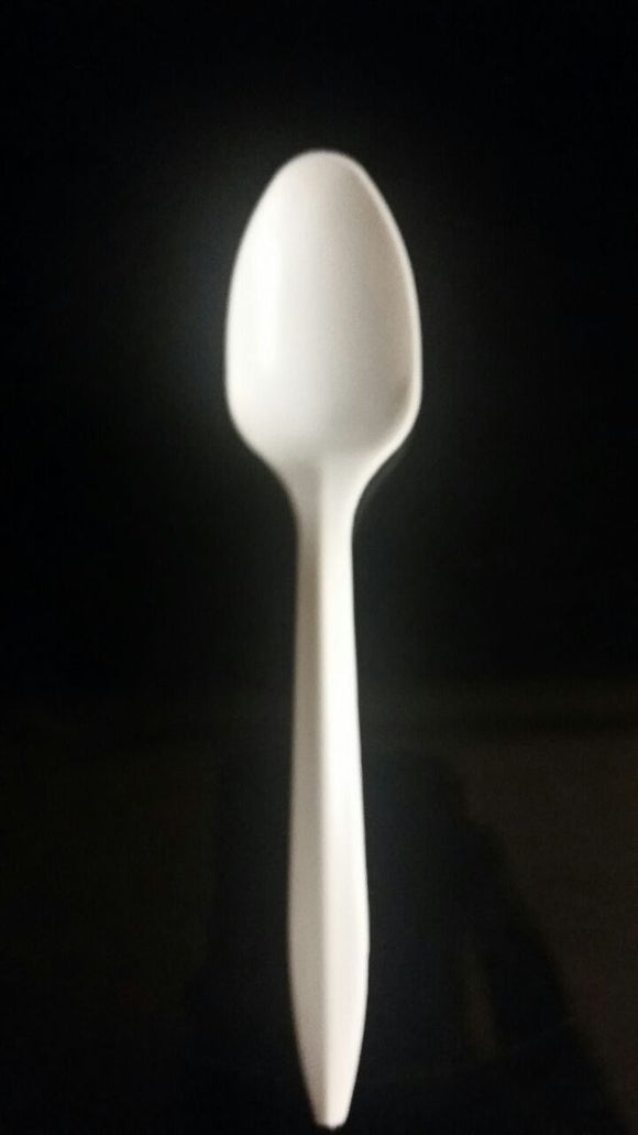 MEDIUM WEIGHT  PP PLASTIC  TEASPOON -  WHITE UNWRAPPED WOODYS (10X100PCS)  1000CT #003