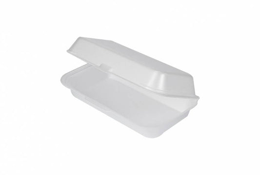 9.25" X 4.75" X 2.8" 1-COMPARTMENT WHITE FOAM BOX-HINGED-(LARGE CURRY GOAT)-TERMOPAC