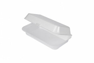 9.25"  X  4.75"X  2.8" 1 COMPARTMENT FOAM BOX- WHITE- HINGED- (LARGE CURRY GOAT) -TERMOPAC -2X100PCS - 200CT #311